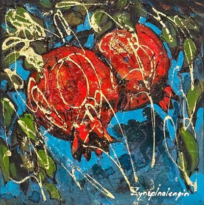 Turkuazda Nar Yağlı Boya Tablosu