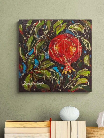 Altın İzli Narlar Yağlı Boya Tablosu