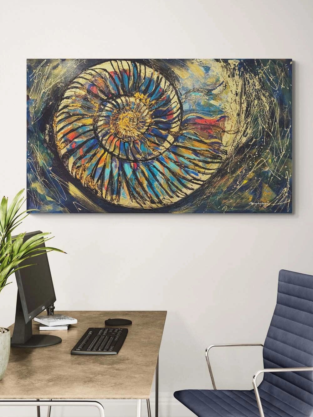 Soyut Fosil Yağlı Boya Tablosu