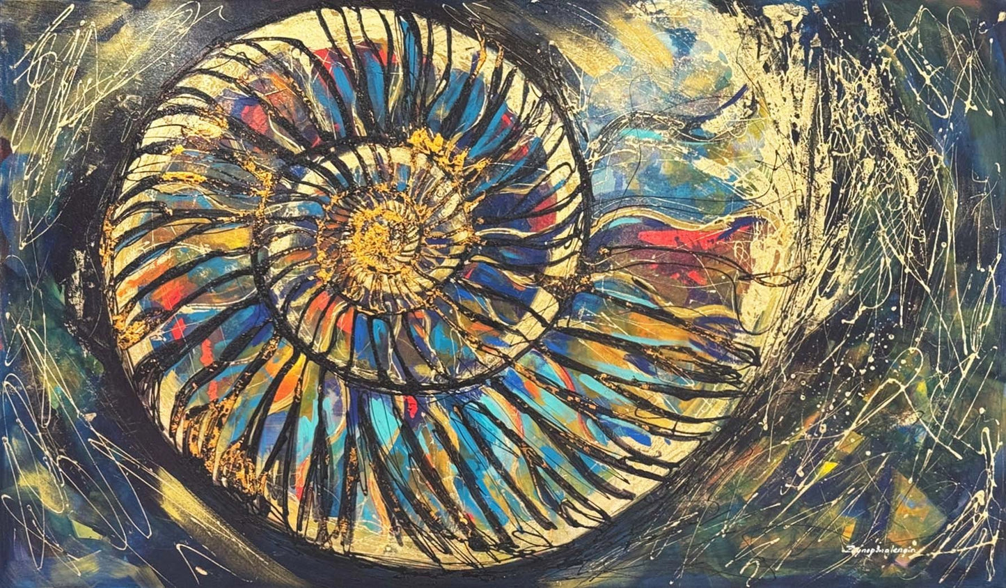 Soyut Fosil Yağlı Boya Tablosu