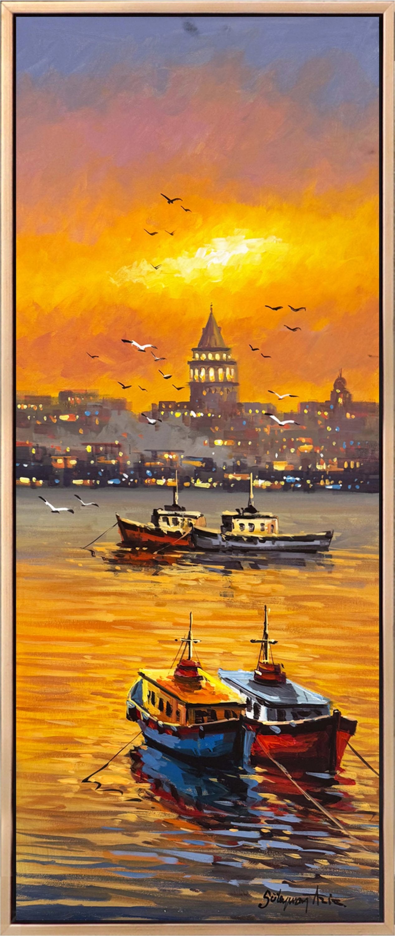 Akşamın Altın İzleri Yağlı Boya Tablosu