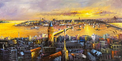 Suda Çizilen İstanbul Yağlı Boya Tablosu