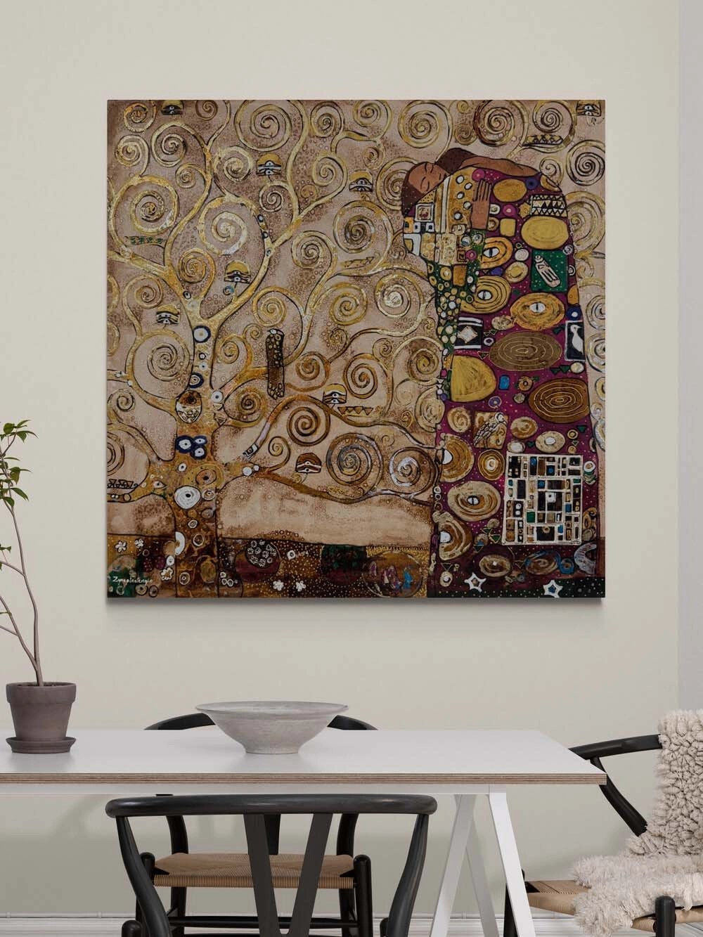 Altın Hayat Ağacı Yağlı Boya Tablosu