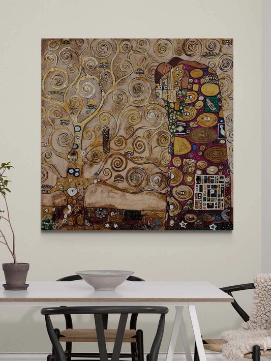Altın Hayat Ağacı Yağlı Boya Tablosu