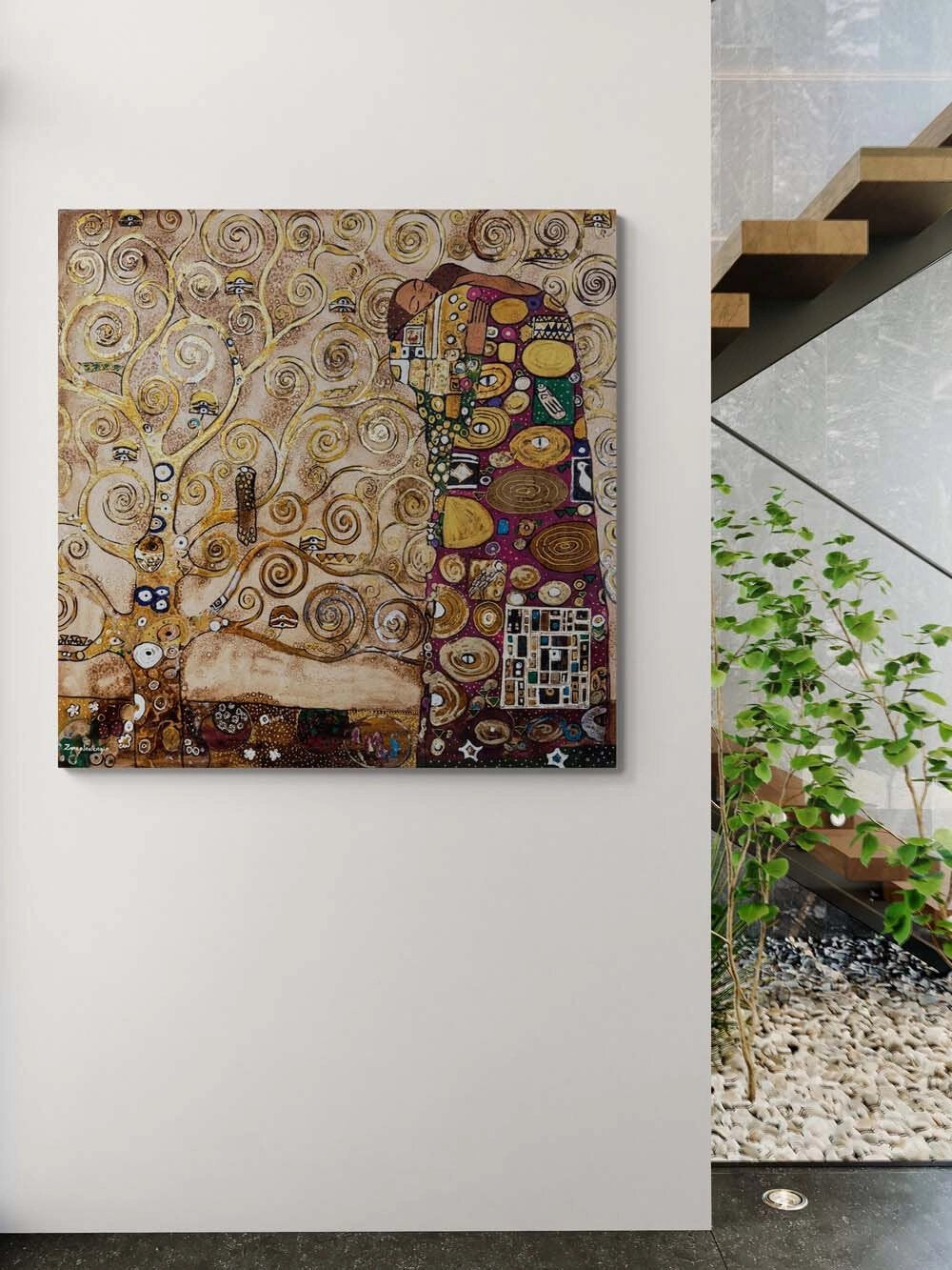 Altın Hayat Ağacı Yağlı Boya Tablosu