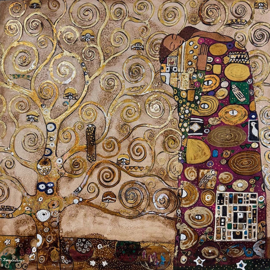 Altın Hayat Ağacı Yağlı Boya Tablosu