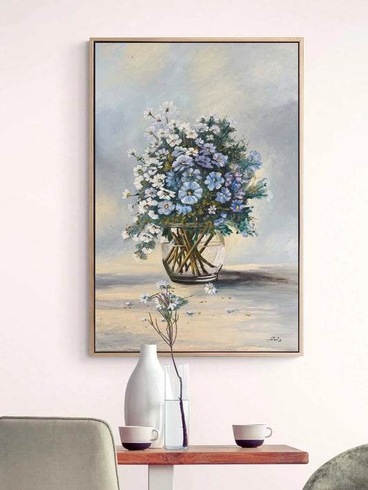 Cam Vazoda Papatyalar Yağlı Boya Tablosu