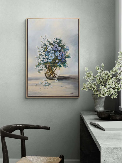 Cam Vazoda Papatyalar Yağlı Boya Tablosu