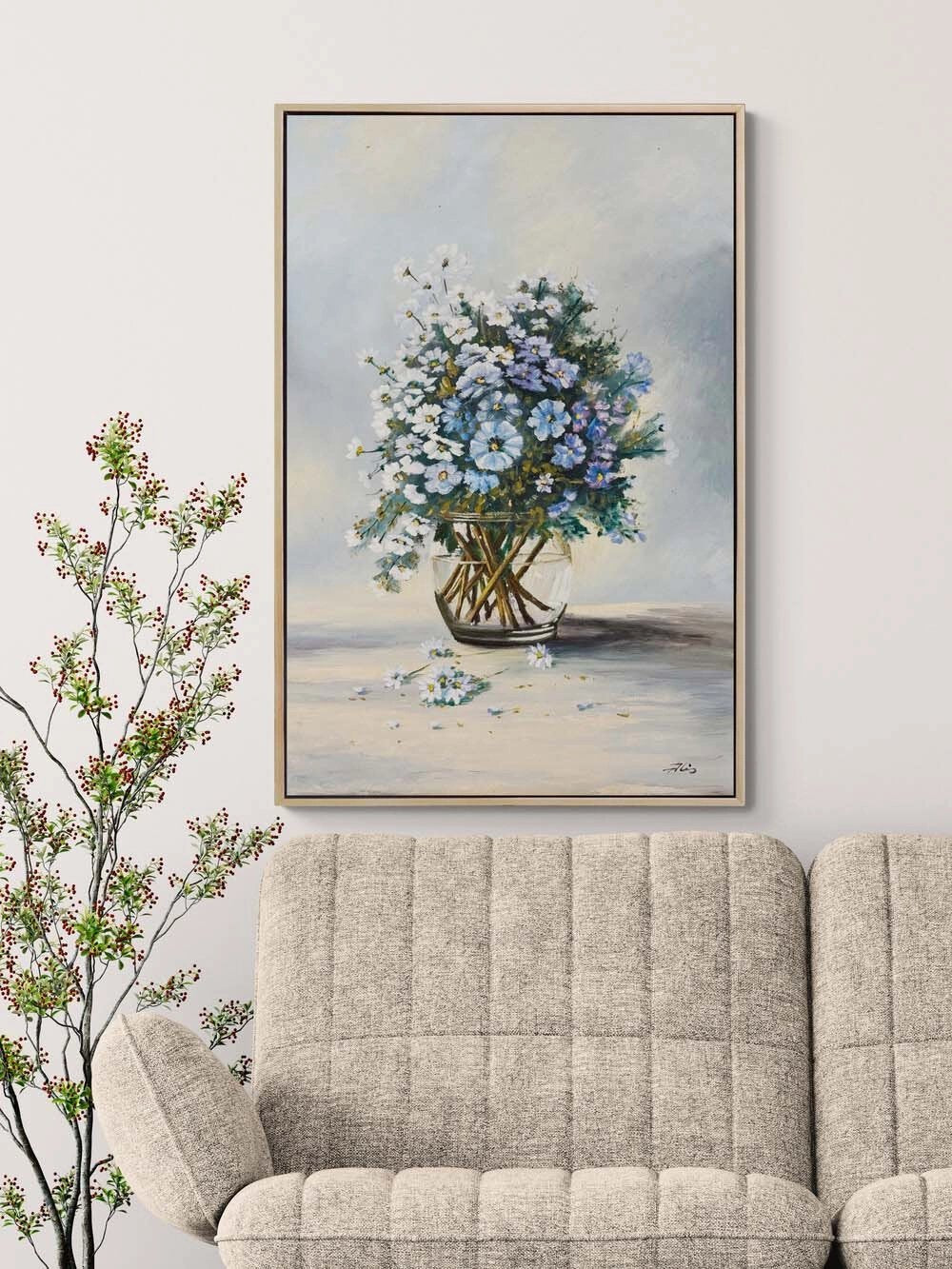 Cam Vazoda Papatyalar Yağlı Boya Tablosu