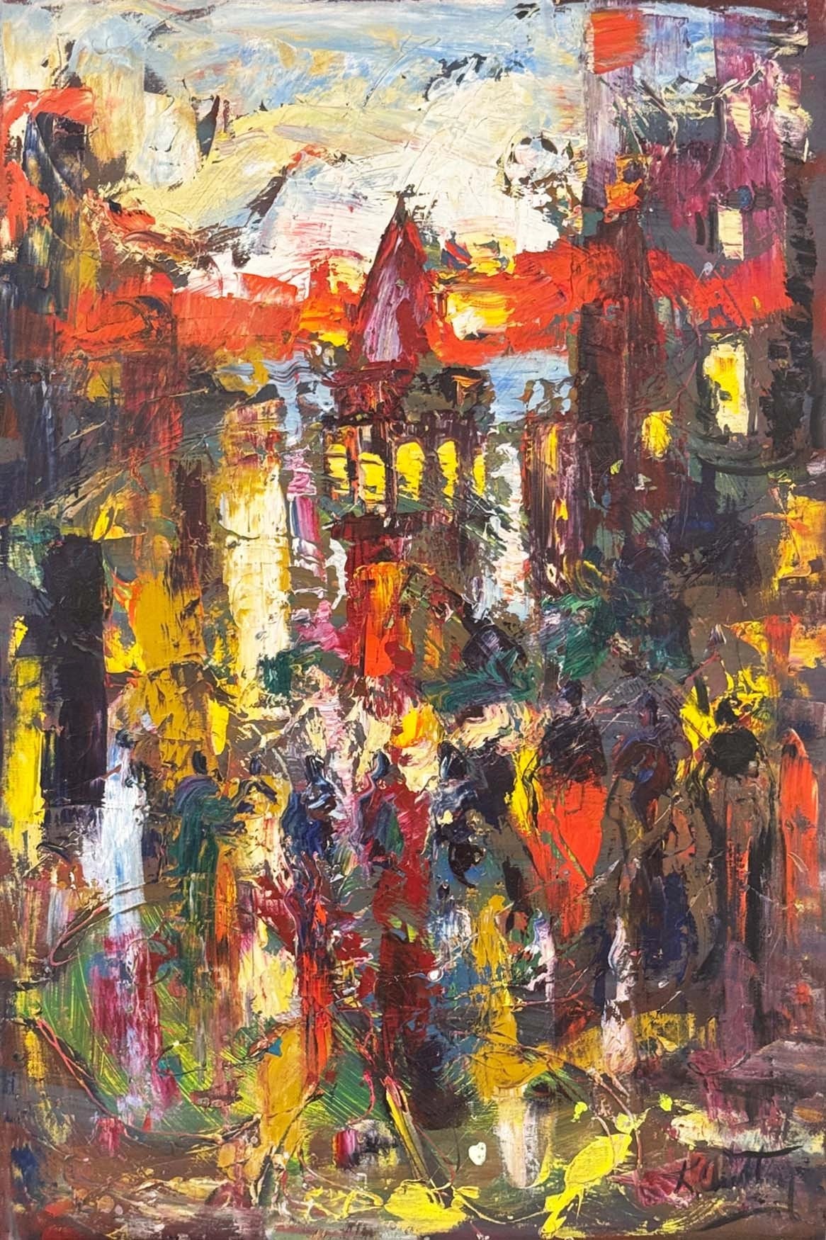 Rengarenk Galata Yağlı Boya Tablosu