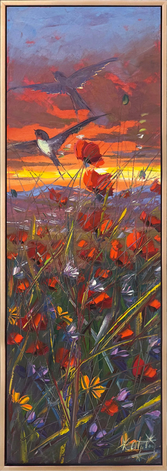 Gelinciklere Esen Işık Yağlı Boya Tablosu