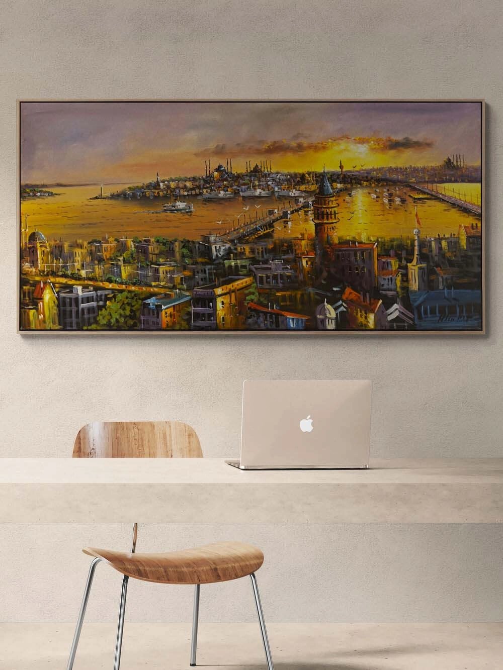 İstanbul’da Sessiz Bir Akşam Yağlı Boya Tablosu