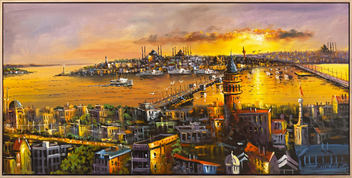 İstanbul’da Sessiz Bir Akşam Yağlı Boya Tablosu