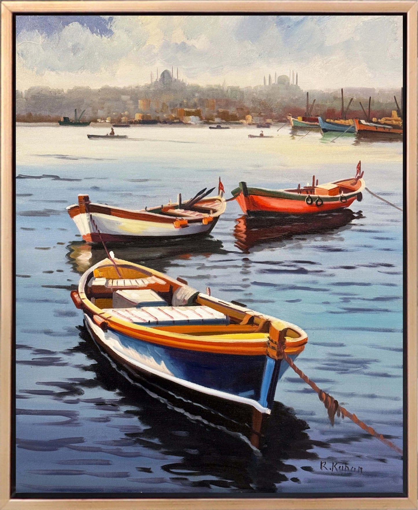 Sulara Düşen Işık Yağlı Boya Tablosu