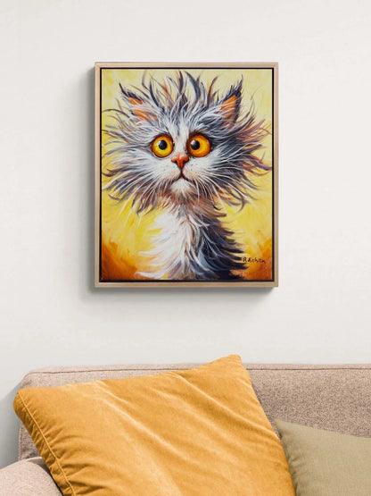 Şakın Kedi Yağlı Boya Tablosu Simurg Sanatevi