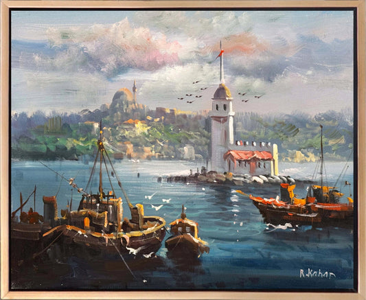 Kız Kulesi’nde Gün Yağlı Boya Tablosu