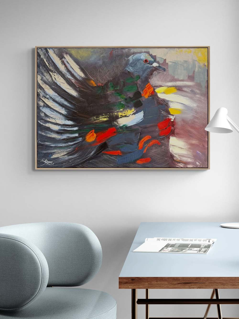 Güvercin Gölgesi Yağlı Boya Tablosu