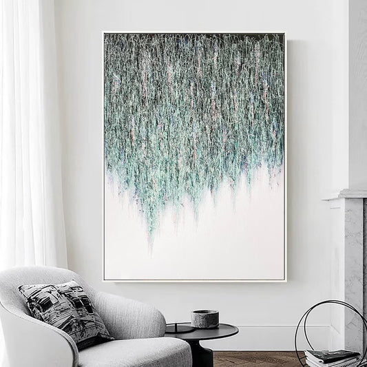 Büyük Yeşil Soyut Minimalist Siparişe Özel Soyut Yağlı Boya Tablo