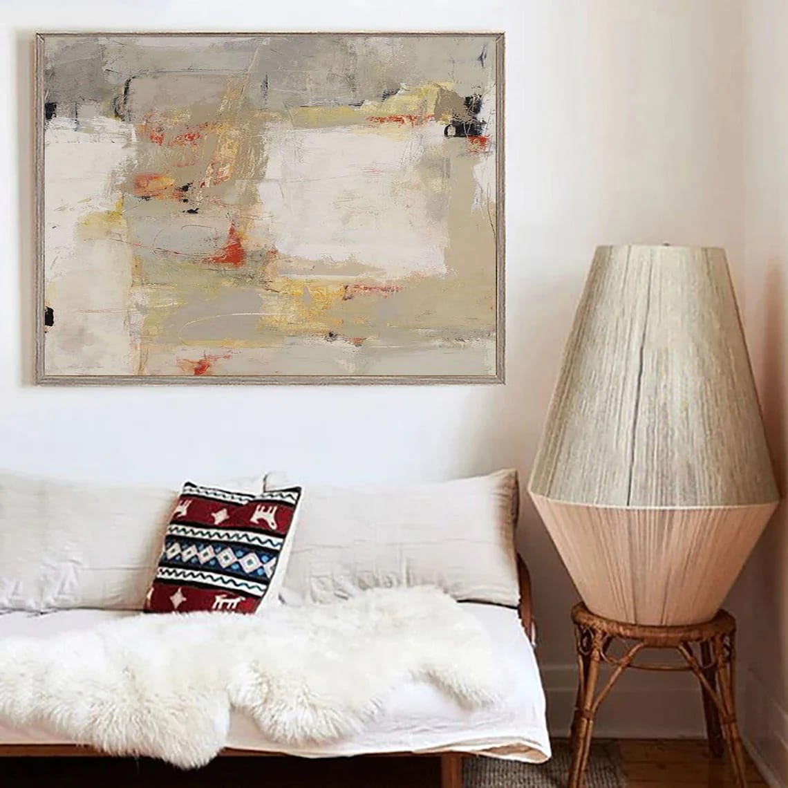 Bej Soyut Çağdaş Siparişe Özel Soyut Yağlı Boya Tablo