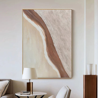 Bej ve Kahverengi Siparişe Özel Soyut Yağlı Boya Tablo