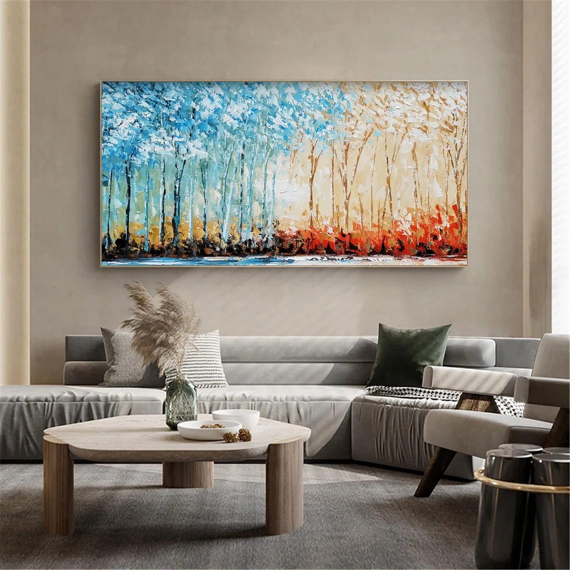 Renkli Soyut Ağaçlar Siparişe Özel Soyut Yağlı Boya Tablo