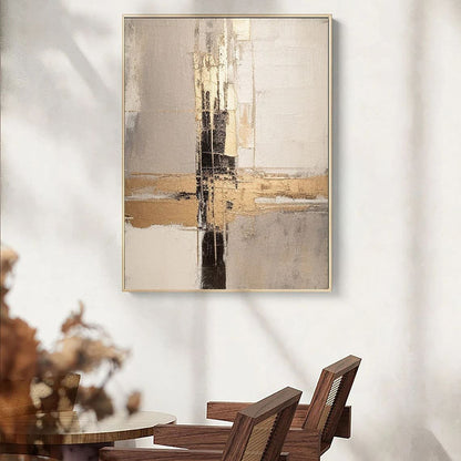 Bej ve Altın Soyut Siparişe Özel Soyut Yağlı Boya Tablo