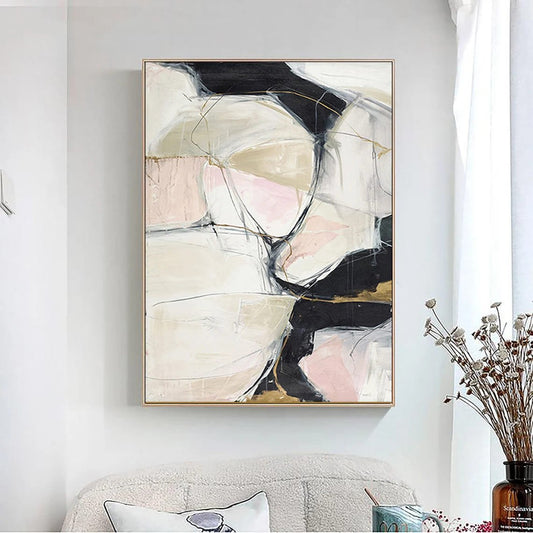 Siyah ve Pembe Soyut Siparişe Özel Soyut Yağlı Boya Tablo