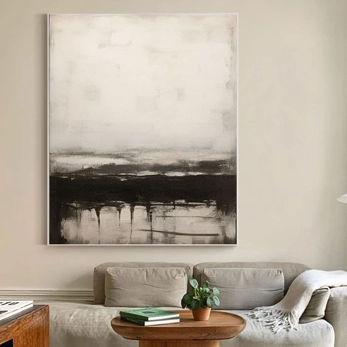 Gri Siyah İskandinav Soyut Siparişe Özel Soyut Yağlı Boya Tablo