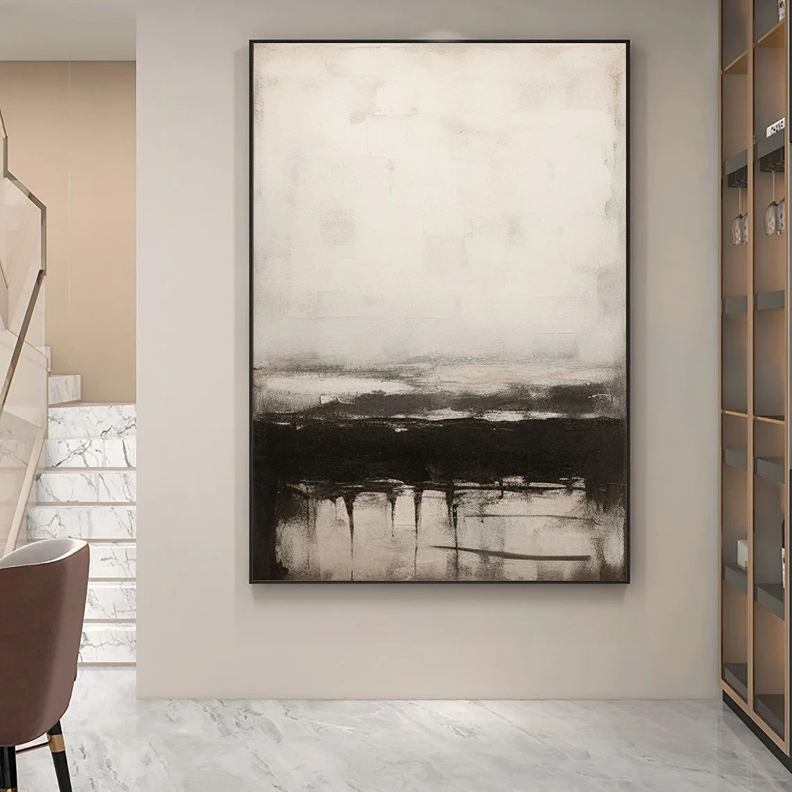 Gri Siyah İskandinav Soyut Siparişe Özel Soyut Yağlı Boya Tablo