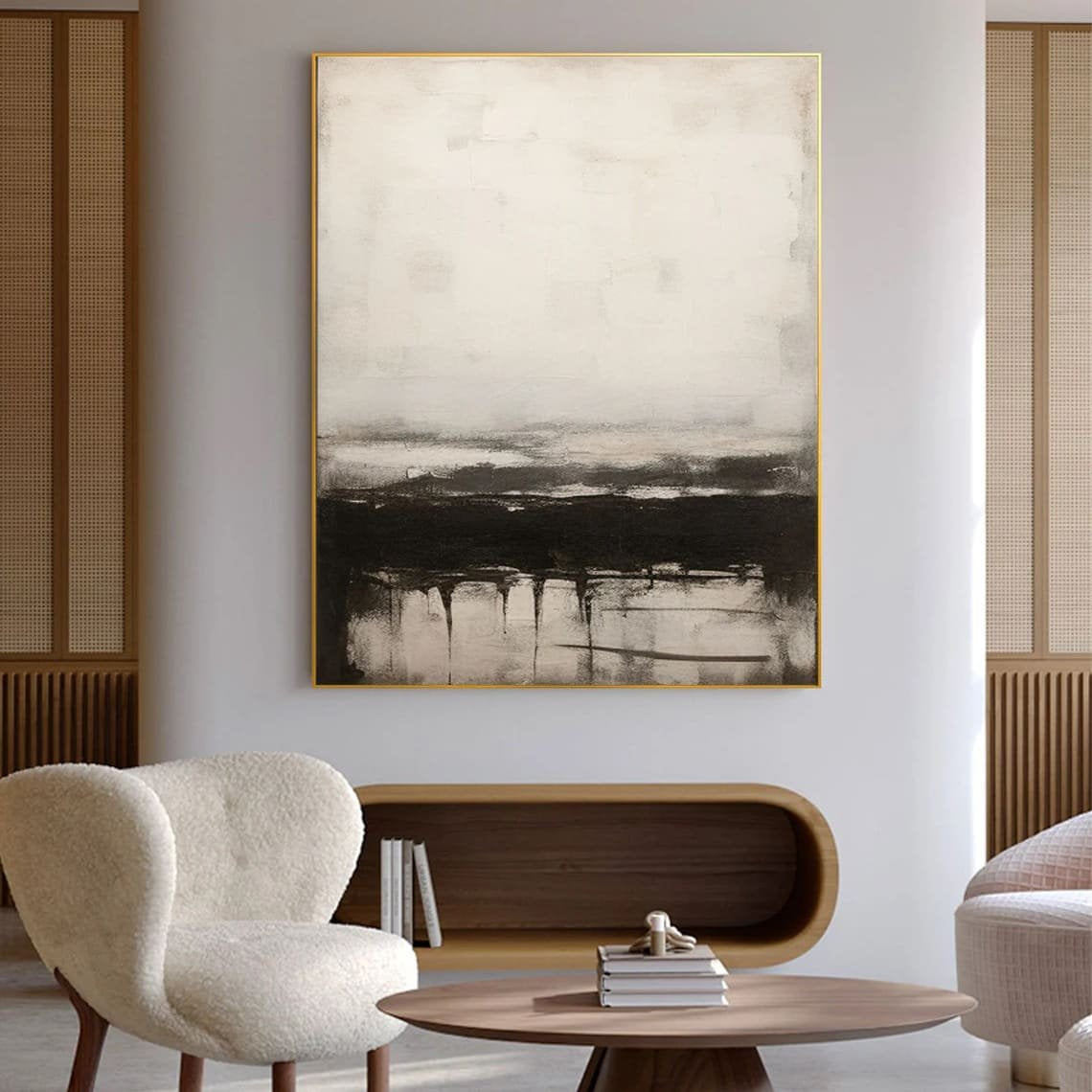 Gri Siyah İskandinav Soyut Siparişe Özel Soyut Yağlı Boya Tablo