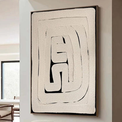 Siyah Fonlu Bej Dokulu Siparişe Özel Soyut Yağlı Boya Tablo