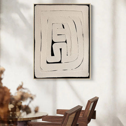 Siyah Fonlu Bej Dokulu Siparişe Özel Soyut Yağlı Boya Tablo