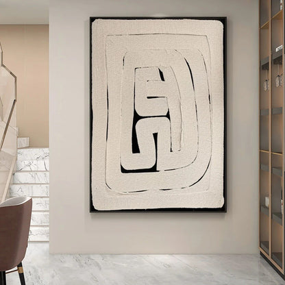 Siyah Fonlu Bej Dokulu Siparişe Özel Soyut Yağlı Boya Tablo