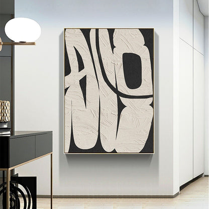 Bej Siyah Siparişe Özel Soyut Yağlı Boya Tablo