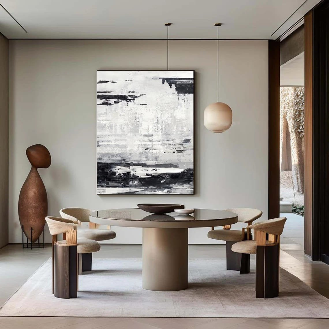 Gri ve Syah Düşler Siparişe Özel Soyut Yağlı Boya Tablo