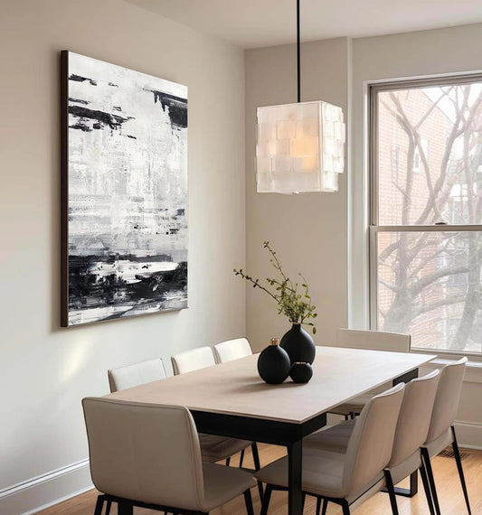 Gri ve Syah Düşler Siparişe Özel Soyut Yağlı Boya Tablo