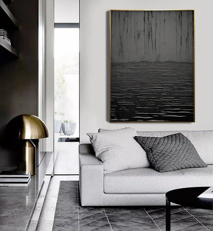 Siyah Doku Soyut Siparişe Özel Soyut Yağlı Boya Tablo