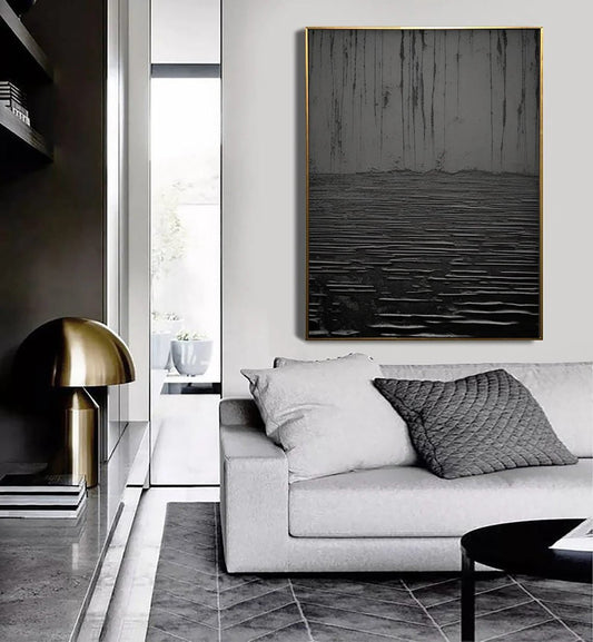 Siyah Doku Soyut Siparişe Özel Soyut Yağlı Boya Tablo