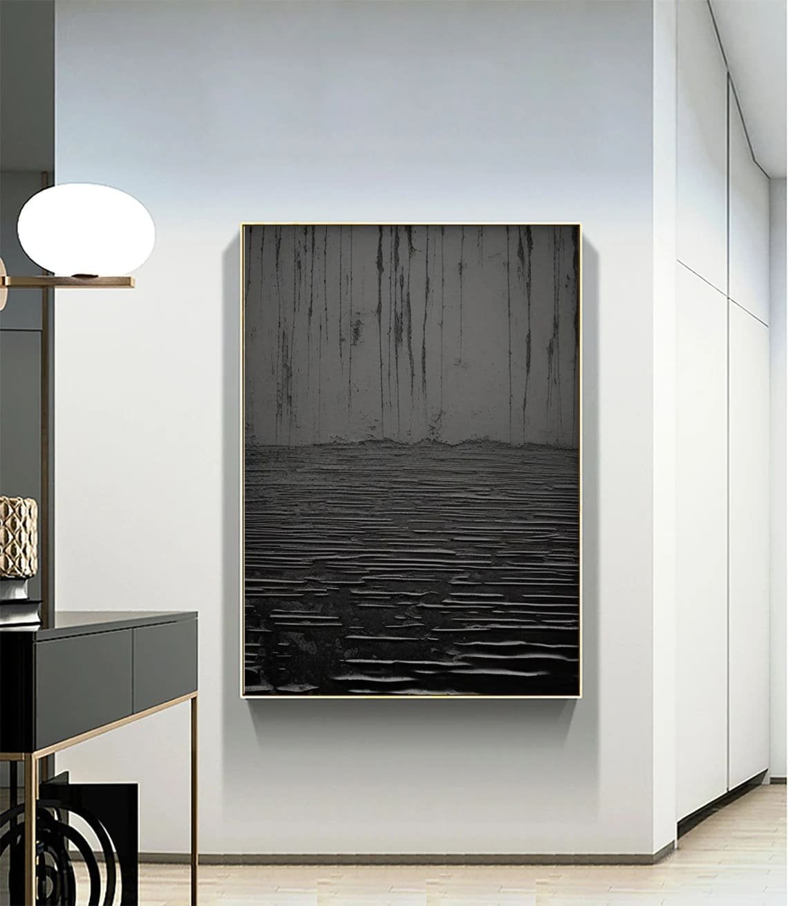 Siyah Doku Soyut Siparişe Özel Soyut Yağlı Boya Tablo