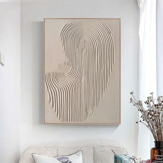 Bej Fonlu İzler Siparişe Özel Soyut Yağlı Boya Tablo