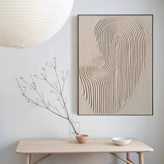 Bej Fonlu İzler Siparişe Özel Soyut Yağlı Boya Tablo