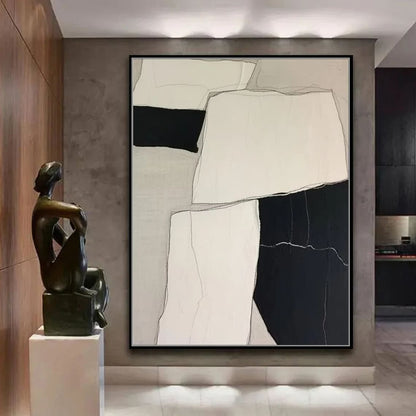 Siyah Beyaz Desenler Siparişe Özel Soyut Yağlı Boya Tablo