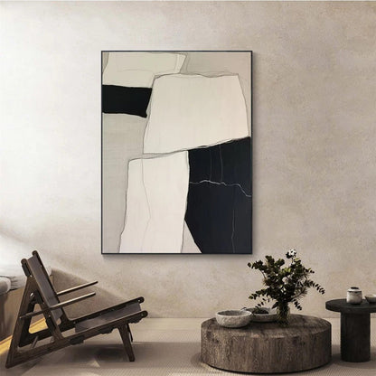 Siyah Beyaz Desenler Siparişe Özel Soyut Yağlı Boya Tablo