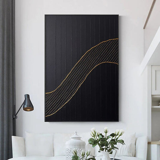 Siyah Fonlu Altın Sarısı Siparişe Özel Yağlı Boya Tablo