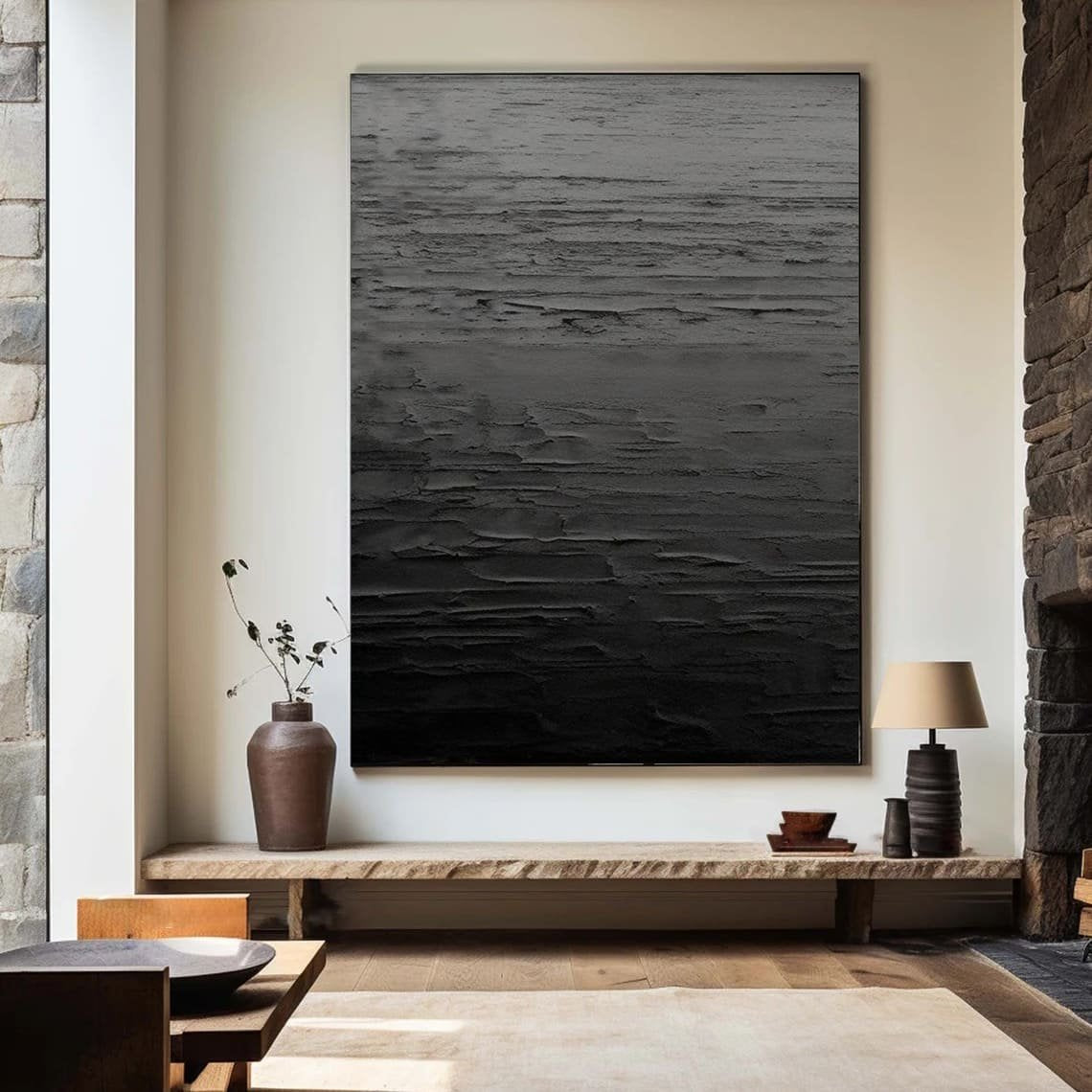 Modern Siyah Doku Siparişe Özel Yağlı Boya Tablo