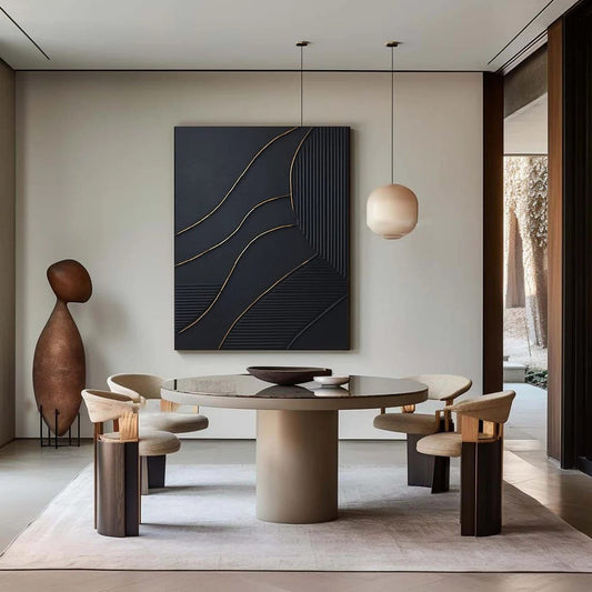 Altın ve Siyah Soyut Siparişe Özel Yağlı Boya Tablo