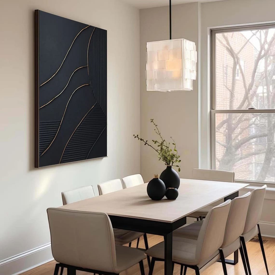 Altın ve Siyah Soyut Siparişe Özel Yağlı Boya Tablo