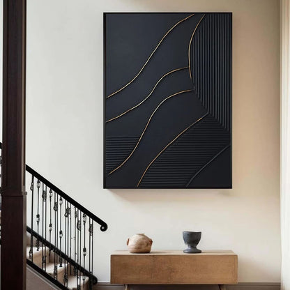 Altın ve Siyah Soyut Siparişe Özel Yağlı Boya Tablo