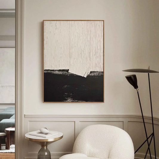 Siyah ve Krem Soyut Siparişe Özel Yağlı Boya Tablo