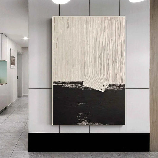 Siyah ve Krem Soyut Siparişe Özel Yağlı Boya Tablo